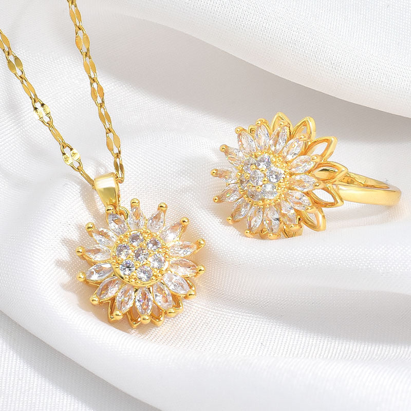 Light luxury rotatable sunflower necklace