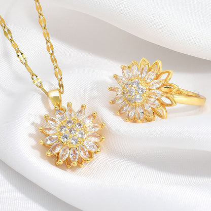 Light luxury rotatable sunflower necklace