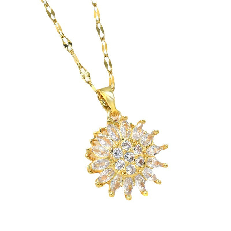 Light luxury rotatable sunflower necklace