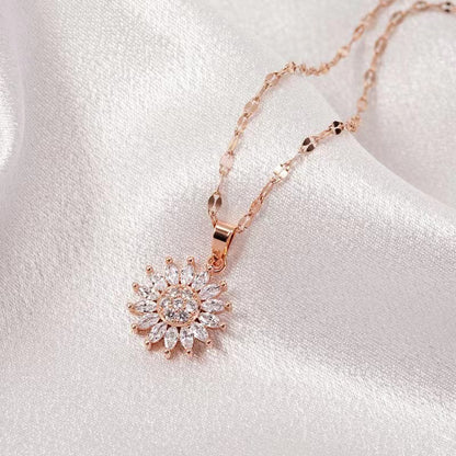 Light luxury rotatable sunflower necklace