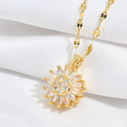 Light luxury rotatable sunflower necklace